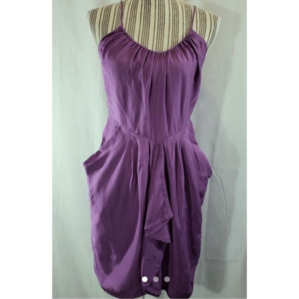 Rebecca Taylor 100% Silk Purple Spaghetti Strap Dress with Pockets Size 2